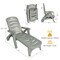 Adjustable Patio Chaise Lounge Chair 5 Position Folding with Wheels